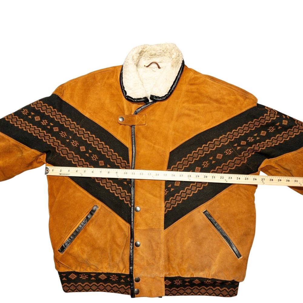 Vtg Western Aztec Navajo Leather Jacket Mens Size 52 Made‎ In Italy Southwestern - Picture 9 of 14